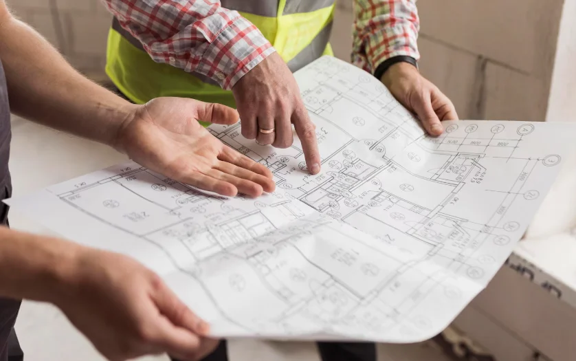 Los mejores arquitectos de España analizando planos detallados para asegurar la calidad y precisión en el diseño y construcción de nuevos espacios.